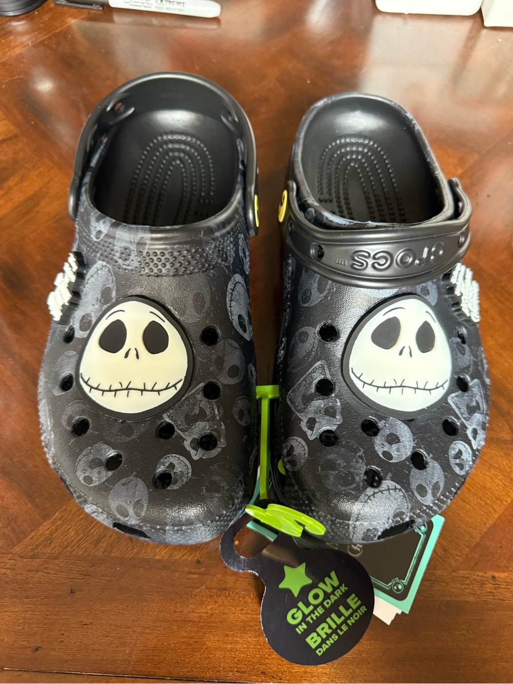 CROCS  Black Jack Skellington Glow-in-the-Dark Clogs NWT
